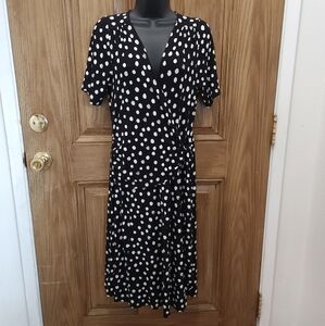 Black and White Polka Dot FoWrap Dress